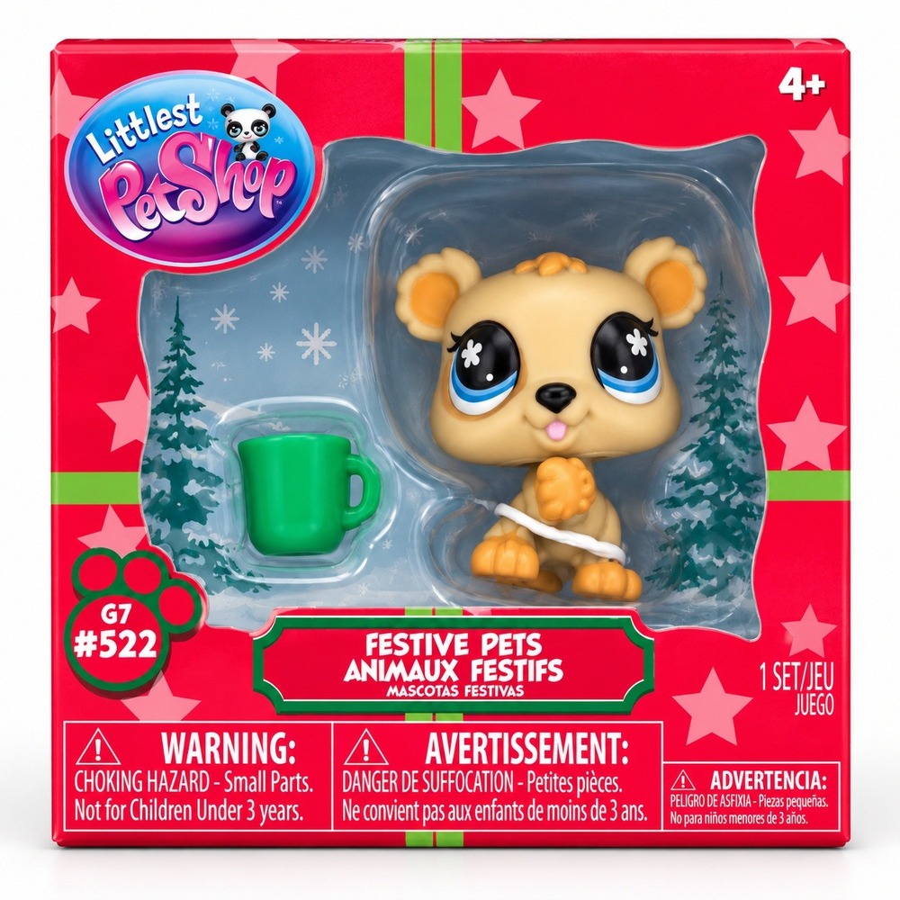 Littlest Pet Shop Festive Pets G7 #522 Bear Tan 2026 LPS Holiday Collectibe